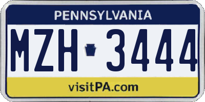 PA license plate MZH3444
