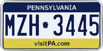 PA license plate MZH3445