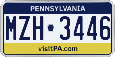 PA license plate MZH3446