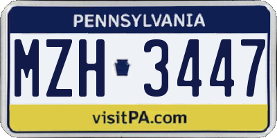PA license plate MZH3447