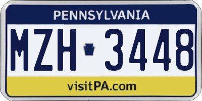 PA license plate MZH3448