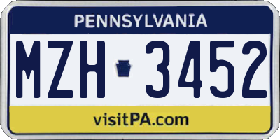 PA license plate MZH3452