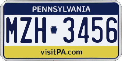 PA license plate MZH3456