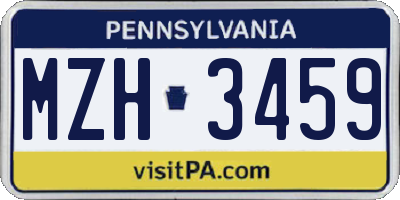 PA license plate MZH3459