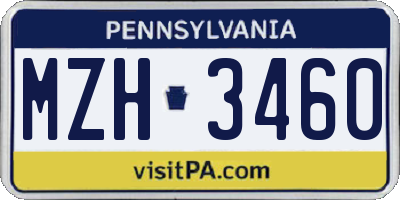 PA license plate MZH3460