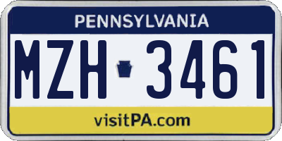 PA license plate MZH3461