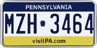 PA license plate MZH3464