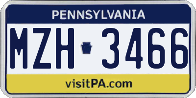 PA license plate MZH3466