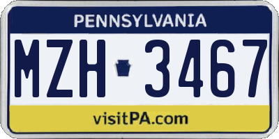 PA license plate MZH3467