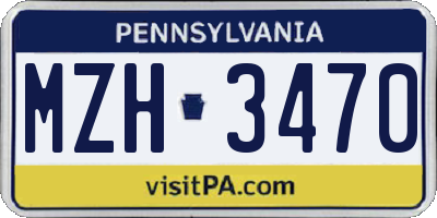 PA license plate MZH3470