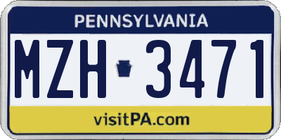 PA license plate MZH3471