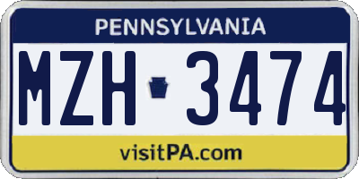 PA license plate MZH3474