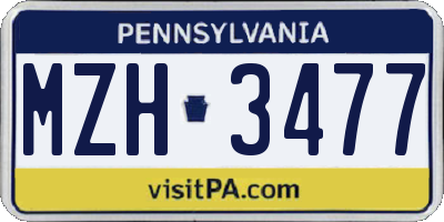 PA license plate MZH3477