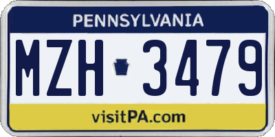 PA license plate MZH3479