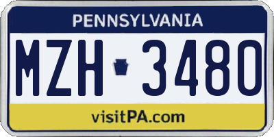 PA license plate MZH3480