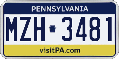 PA license plate MZH3481