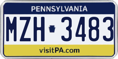 PA license plate MZH3483