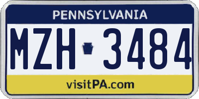 PA license plate MZH3484
