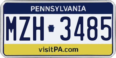 PA license plate MZH3485