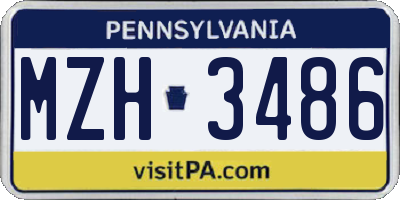 PA license plate MZH3486