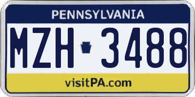 PA license plate MZH3488