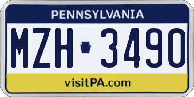 PA license plate MZH3490