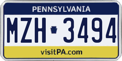 PA license plate MZH3494