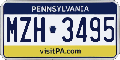 PA license plate MZH3495