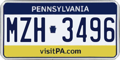 PA license plate MZH3496