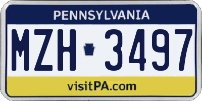 PA license plate MZH3497