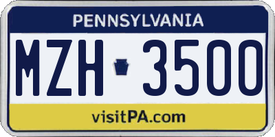PA license plate MZH3500