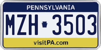 PA license plate MZH3503