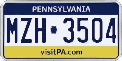 PA license plate MZH3504