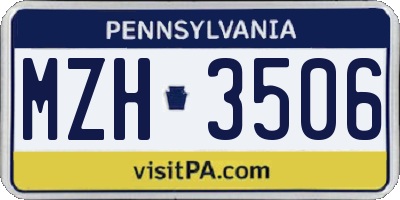PA license plate MZH3506