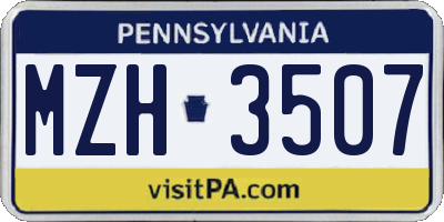 PA license plate MZH3507