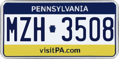 PA license plate MZH3508