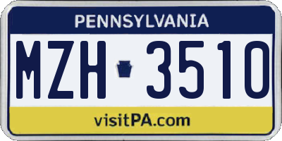 PA license plate MZH3510