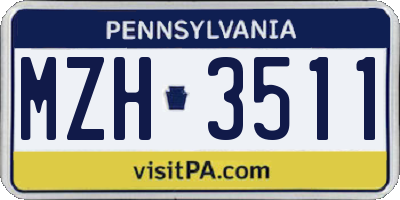 PA license plate MZH3511
