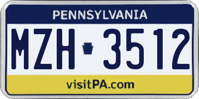 PA license plate MZH3512