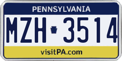 PA license plate MZH3514
