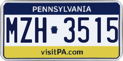 PA license plate MZH3515