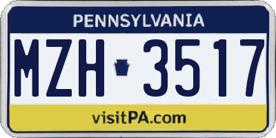 PA license plate MZH3517