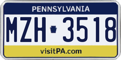 PA license plate MZH3518