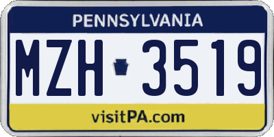 PA license plate MZH3519