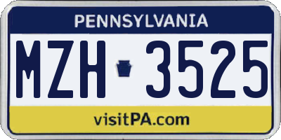 PA license plate MZH3525