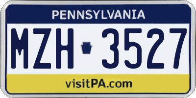 PA license plate MZH3527