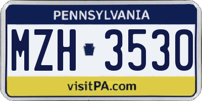 PA license plate MZH3530