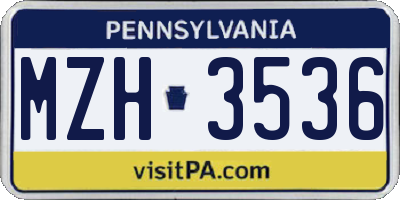 PA license plate MZH3536