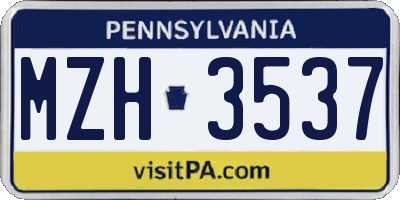 PA license plate MZH3537