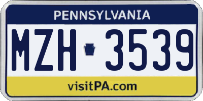 PA license plate MZH3539